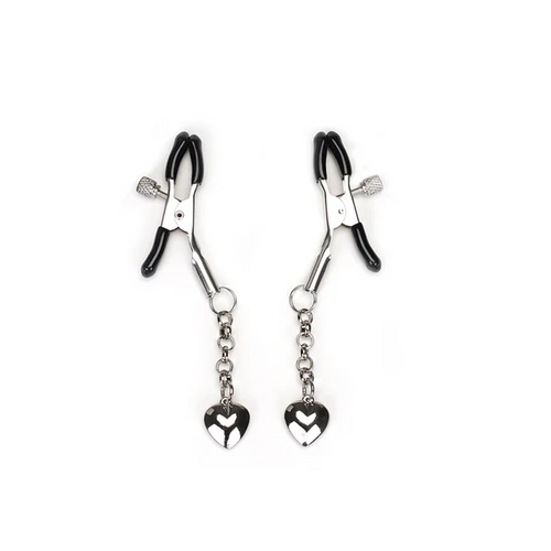 Silver Solid Heart Nipple Clamps