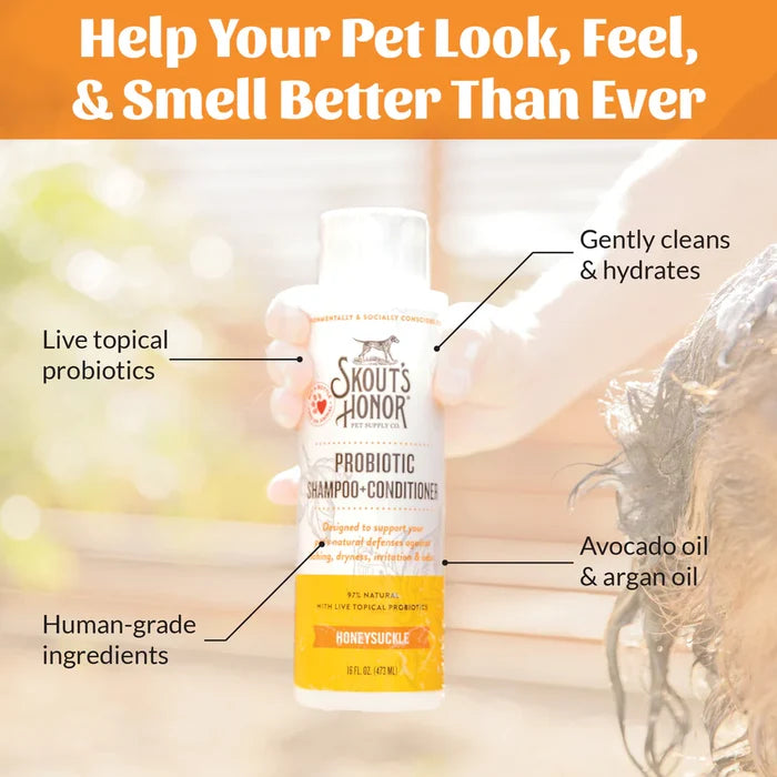 Skout's Honor Probiotic Shampoo & Conditioner - Honeysuckle (16 oz) - Dog.Dog.Cat.