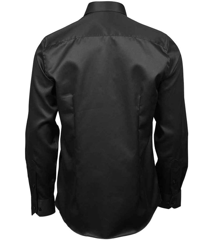 Tee Jays Luxury Slim Fit Long Sleeve Oxford Shirt | Black - Eg Clothing UK