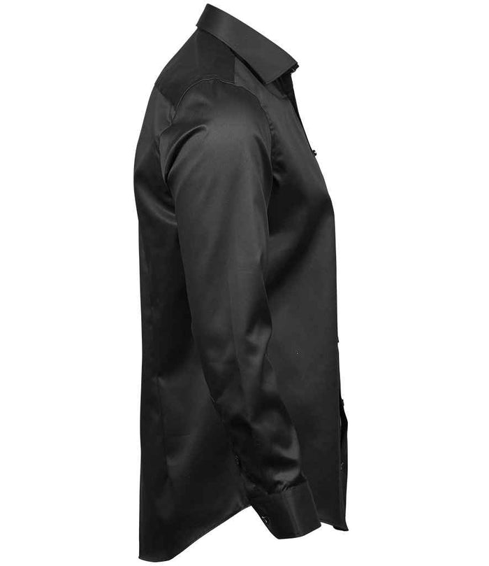 Tee Jays Luxury Slim Fit Long Sleeve Oxford Shirt | Black - Eg Clothing UK