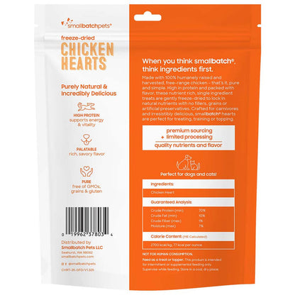 Small Batch Freeze Dried Dog Treat - Chicken Heart : 3.5 oz - Dog.Dog.Cat.