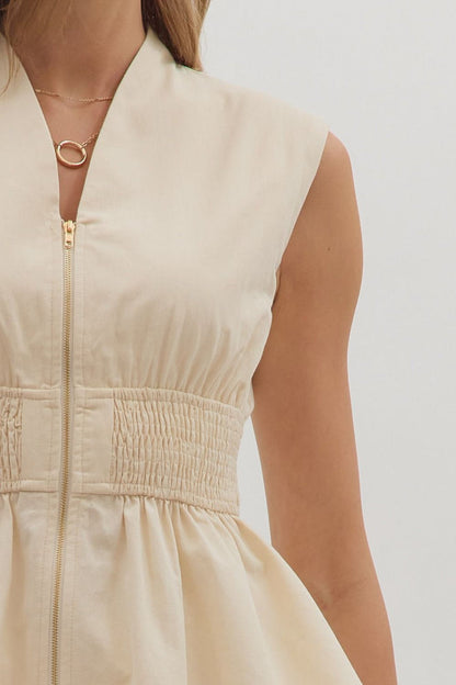 Solid Sleeveless Denim Peplum Top