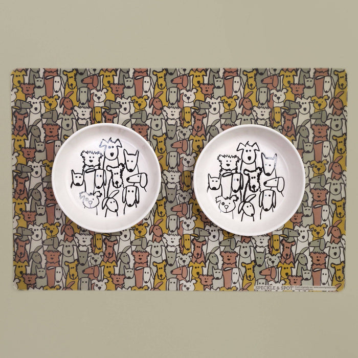Speckle and Spot by Ore’ Originals - Pet Placemat | Frosted Random Dogs - Dog.Dog.Cat.