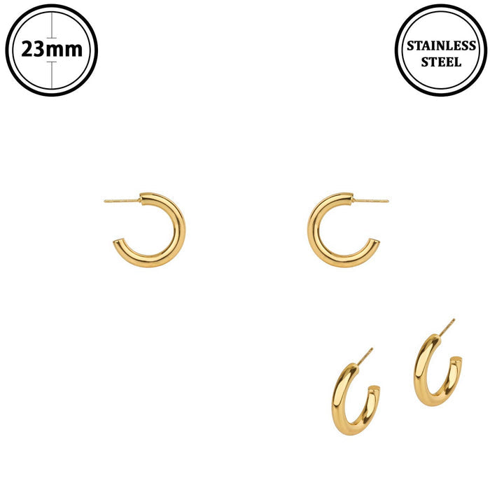 Stainless Steel 1" Gold Hoop Earrings