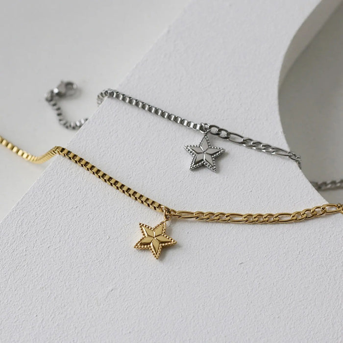 Star Charm with Mixed Cuban Chain Bracelets - Pantsnsox