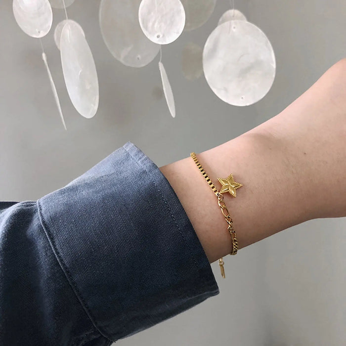 Star Charm with Mixed Cuban Chain Bracelets - Pantsnsox