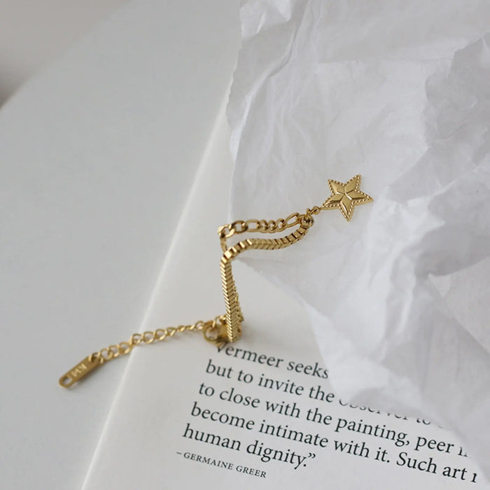 Star Charm with Mixed Cuban Chain Bracelets - Pantsnsox