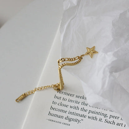 Star Charm with Mixed Cuban Chain Bracelets - Pantsnsox