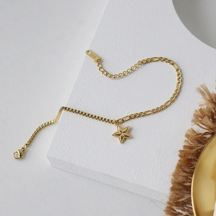 Star Charm with Mixed Cuban Chain Bracelets - Pantsnsox
