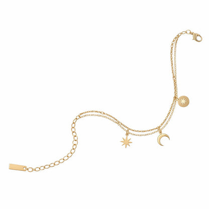 Star Moon Triple Chain Gold Layering Necklaces Bracelets marketplace image