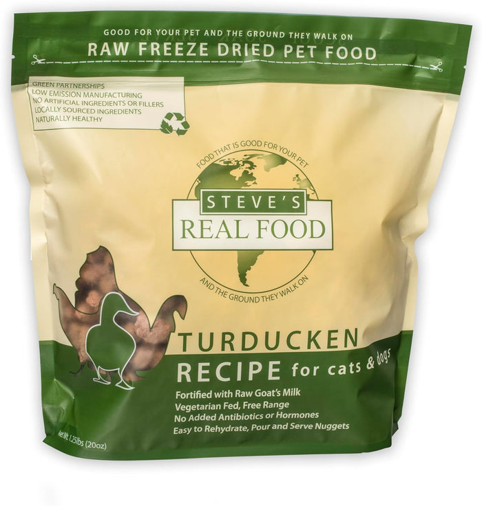Steves Freeze Dried Nuggets-Turkducken : 1.25 LB - Dog.Dog.Cat.