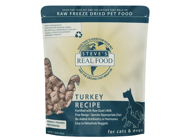 Steve's Real Food Freeze-Dried Turkey Nuggets – 20 oz (1.25 lb) - Dog.Dog.Cat.