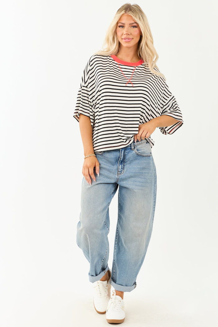 Striped Half Sleeve Top