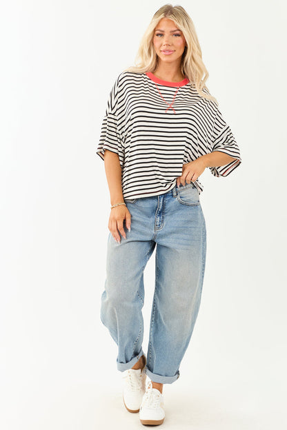 Striped Half Sleeve Top
