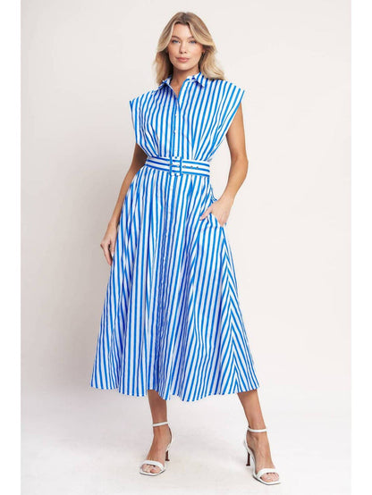 Striped Woven Midi Dress