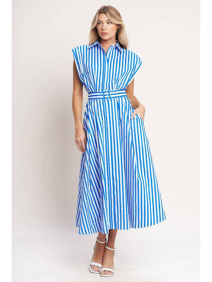 Striped Woven Midi Dress
