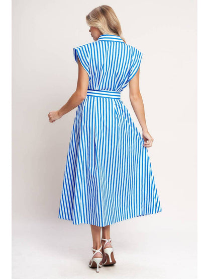Striped Woven Midi Dress
