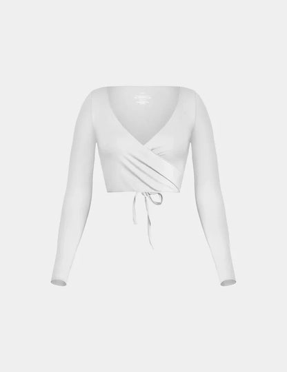 | Front view of model highlighting the coverage and fit | White