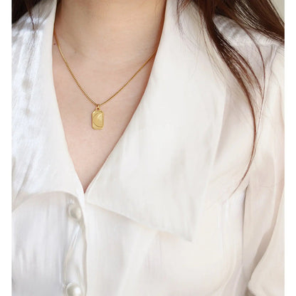Sun Moon Yellow Gold Plated Rectangular Necklace Crushes.