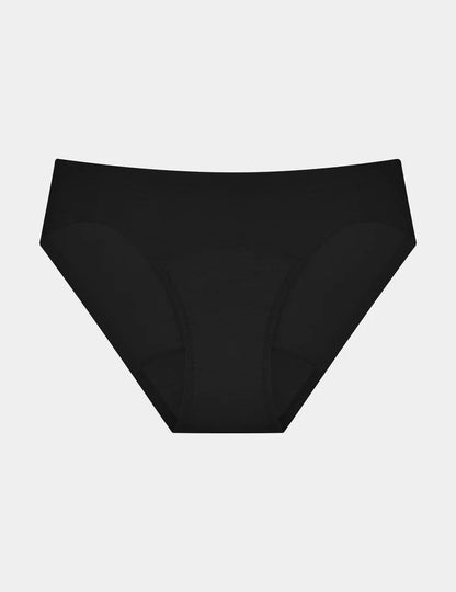 | Super Leakproof® No-Show Bikini shown front-facing against a light gray background | Black