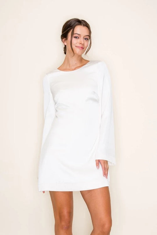 Sweet Grace Long Sleeve Mini Dress - White