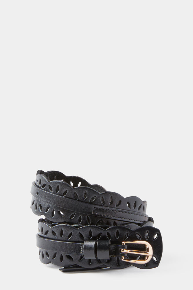 TEAGAN SCALLOPED LEATHER BELT
