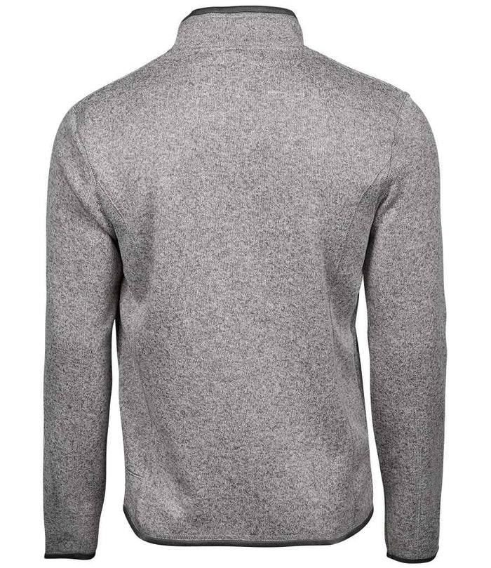 Tee Jays Knitted Outdoor Fleece Jacket | Grey Melange - Eg Clothing UK