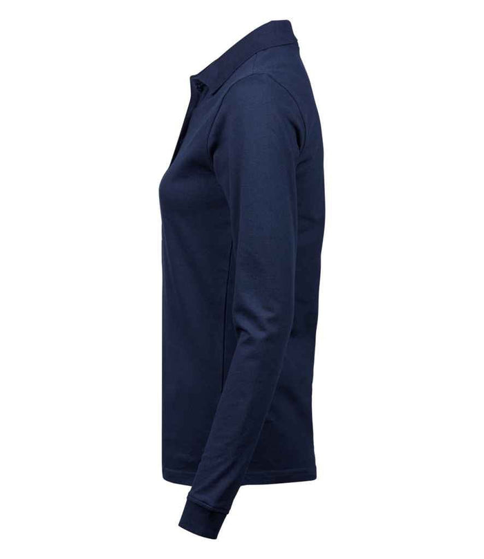 Tee Jays Ladies Luxury Stretch Long Sleeve Polo Shirt | Navy - Eg Clothing UK