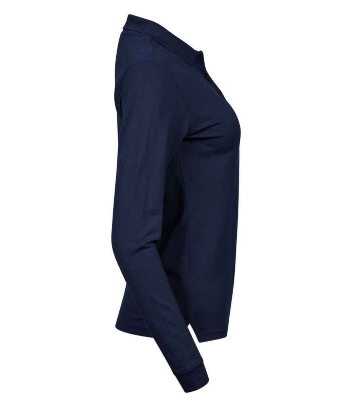 Tee Jays Ladies Luxury Stretch Long Sleeve Polo Shirt | Navy - Eg Clothing UK