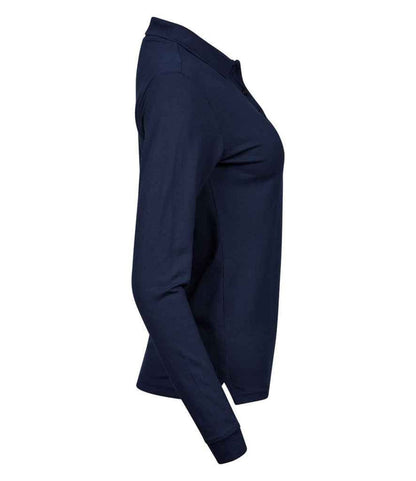 Tee Jays Ladies Luxury Stretch Long Sleeve Polo Shirt | Navy - Eg Clothing UK