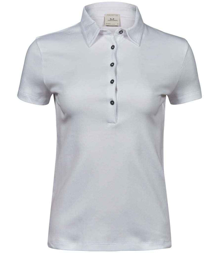 Tee Jays Ladies Pima Cotton Interlock Polo Shirt | White - Eg Clothing UK