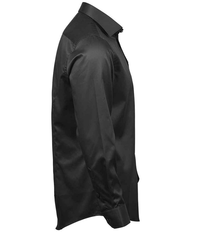 Tee Jays Luxury Comfort Fit Long Sleeve Oxford Shirt | Black - Eg Clothing UK