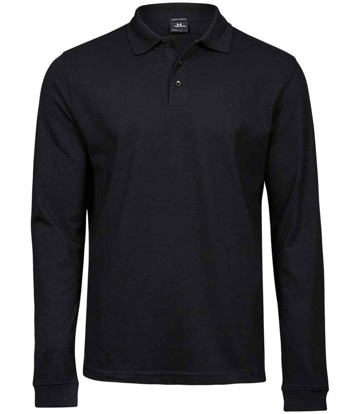 Tee Jays Luxury Stretch Long Sleeve Polo Shirt | Black - Eg Clothing UK