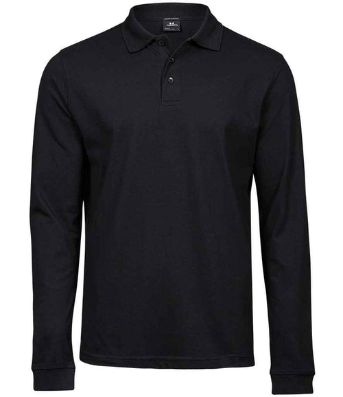 Tee Jays Luxury Stretch Long Sleeve Polo Shirt | Black - Eg Clothing UK