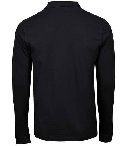 Tee Jays Luxury Stretch Long Sleeve Polo Shirt | Black - Eg Clothing UK
