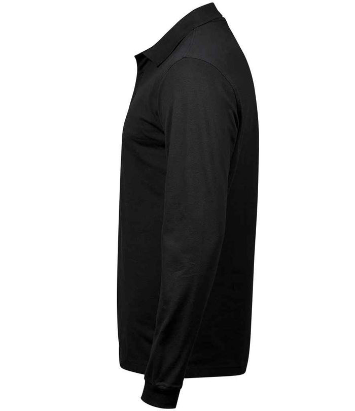 Tee Jays Luxury Stretch Long Sleeve Polo Shirt | Black - Eg Clothing UK