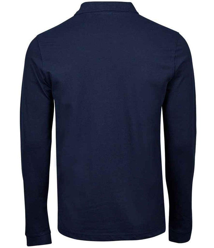 Tee Jays Luxury Stretch Long Sleeve Polo Shirt | Navy - Eg Clothing UK
