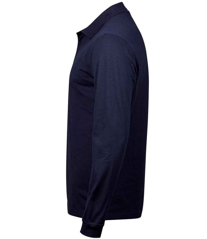 Tee Jays Luxury Stretch Long Sleeve Polo Shirt | Navy - Eg Clothing UK