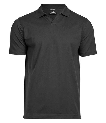 Tee Jays Luxury Stretch V Neck Polo Shirt | Black - Eg Clothing UK
