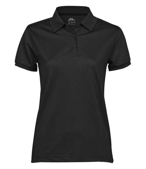 Tee Jays Ladies Club Polo Black short sleeve moisture-wicking quick-dry fabric flatlock stitching tailored ladies fit