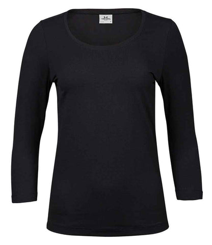 Tee Jays Ladies Stretch 3/4 Sleeve T-Shirt fitted stretch cotton blend breathable lightweight retains shape