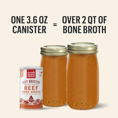 The Honest Kitchen Human Grade Daily Boosts Instant Beef Bone Broth with Turmeric for Dogs 3.6 Ounces - Dog.Dog.Cat.