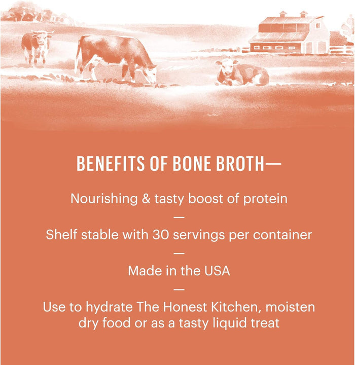 The Honest Kitchen Human Grade Daily Boosts Instant Beef Bone Broth with Turmeric for Dogs 3.6 Ounces - Dog.Dog.Cat.