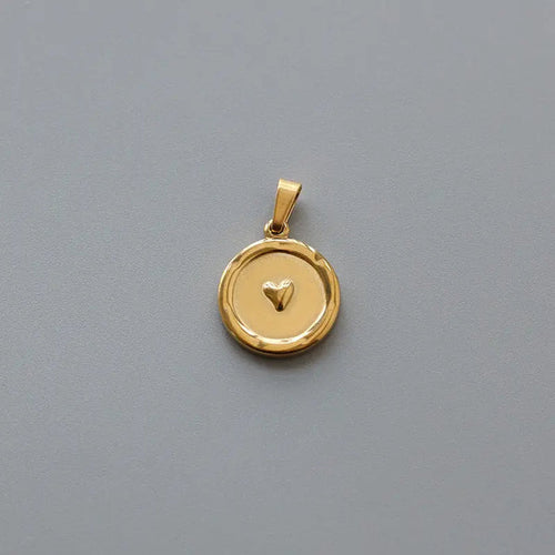 Tiny Heart Disc Charm Pendant - Pantsnsox