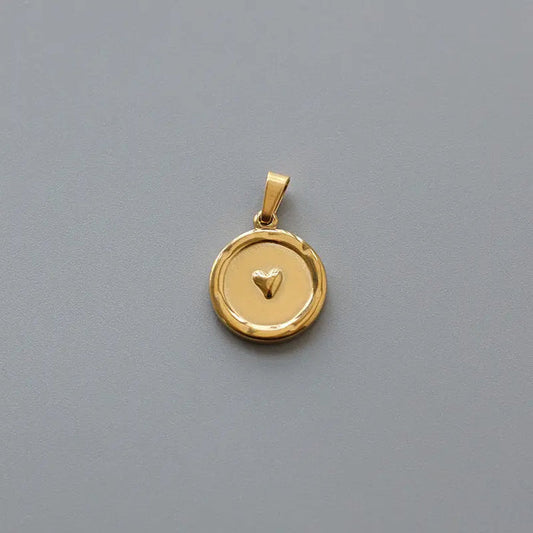 Tiny Heart Disc Charm Pendant - Pantsnsox
