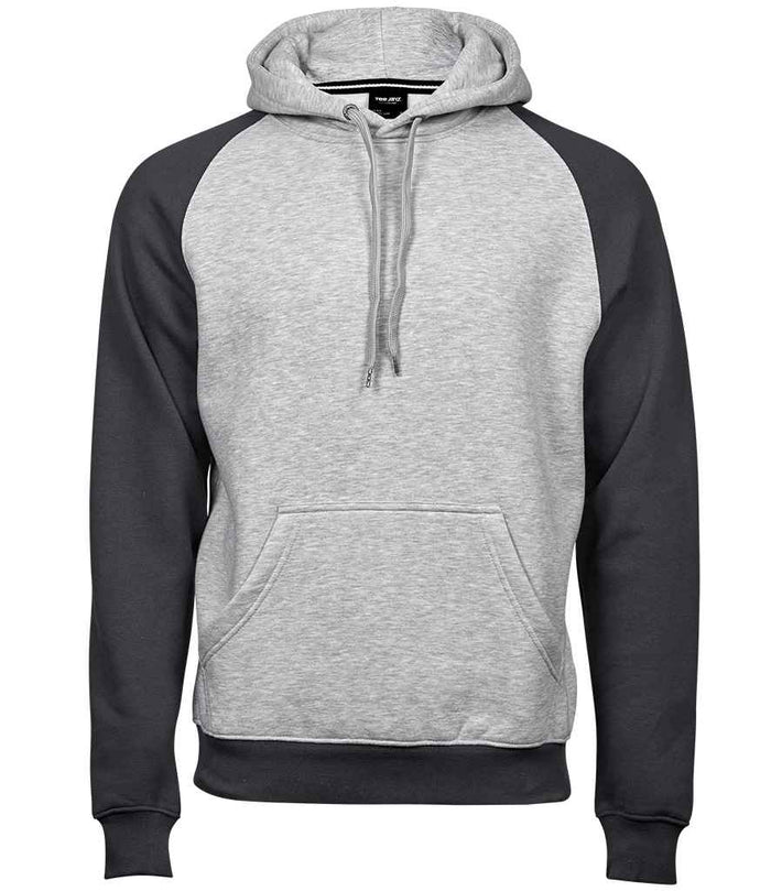 Tee Jays Two Tone Raglan Hooded Sweatshirt with two-tone contrast raglan sleeves adjustable drawstring hood ribbed cuffs and hem