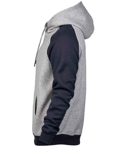 Tee Jays Two Tone Raglan Hooded Sweatshirt | Heather Grey/Navy - Eg Clothing UK