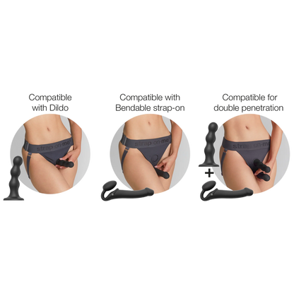 Unique Double Dildo Harness Grey One Size