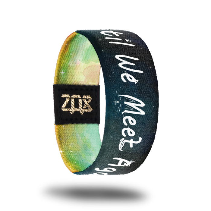 Inside Design of Until We Meet Again: dark blue and black skies with white stars with white text 'Until We Meet Again'