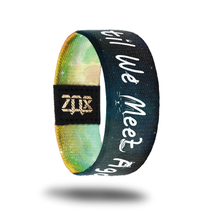 Inside Design of Until We Meet Again: dark blue and black skies with white stars with white text 'Until We Meet Again'